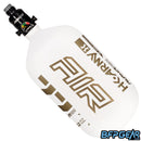 The HK Army Alpha 77ci air tank with a Pro V2 regulator in the Summit pattern. Color way is white and gold. Pro Regulator is black in color.