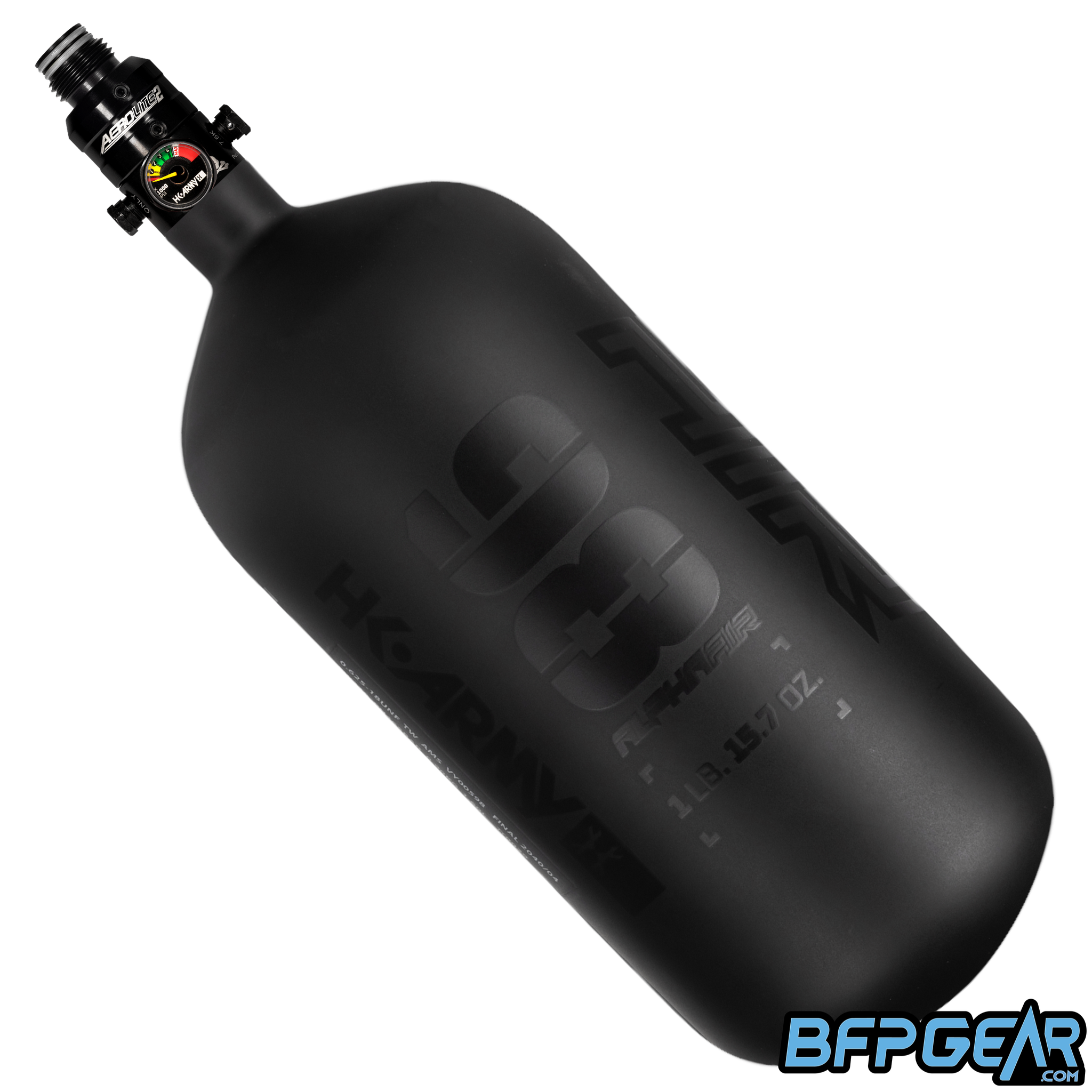 HK Army Alpha Air 98ci carbon fiber paintball and airsoft tank with Aerolite 2 Pro Regulator, 4500psi capacity, and lightweight compact design.