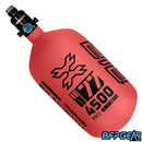 The HK Army Alpha 77ci air tank with a Pro V2 regulator in the Ignite pattern. Color way is red and black.