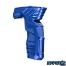 An angled view of the HK Army CS2/CS3 aluminum grip in blue. 