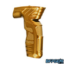 An angled view of the HK Army CS2/CS3 aluminum grip in gold. 