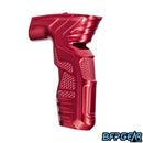 An angled view of the HK Army CS2/CS3 aluminum grip in red