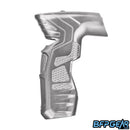 The HK Army Aluminum CS2/CS3 silver grip facing the left. Knurling is located throughout for added texture.