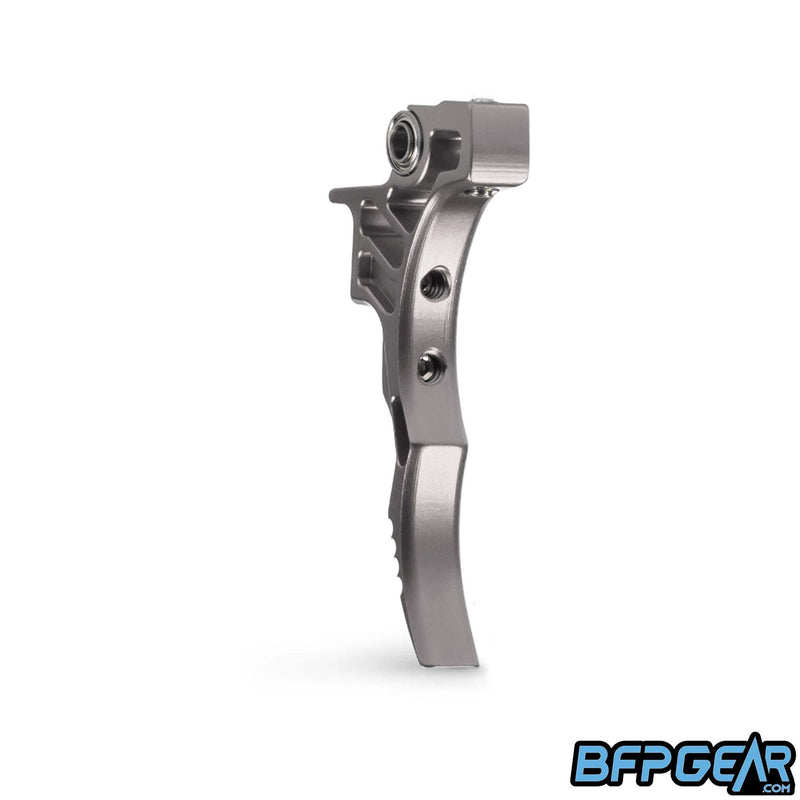 The HK Army Etha2/Etha3 trigger in Silver, grim style. This trigger is shaped like a traditional double trigger found on older style markers.