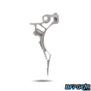 The side profile of the HK Army Death Blade trigger for the ETHA 2/ETHA 3 in the Reaper style. This shows off the cuts made in the trigger to keep it extremely light weight, and shows off the staggered style you get.