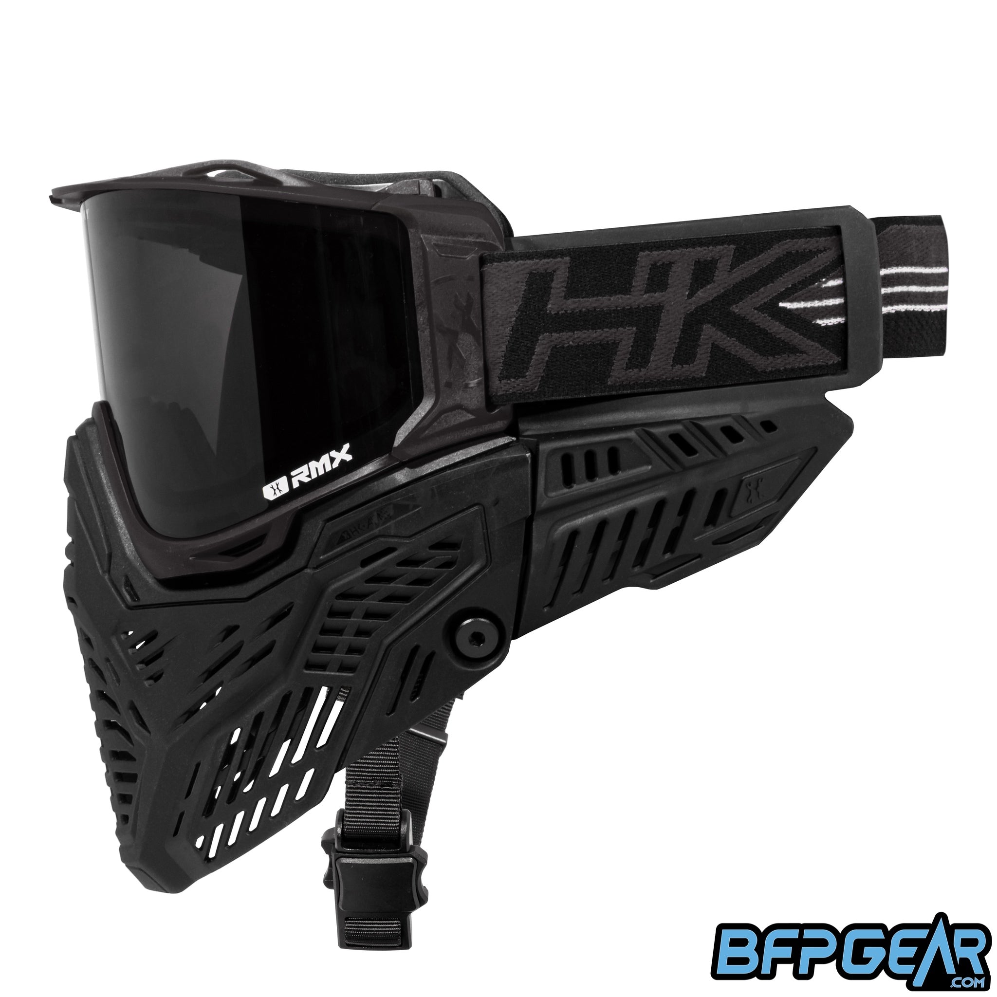 The HK Army RMX Goggle system in black, facing the left. 