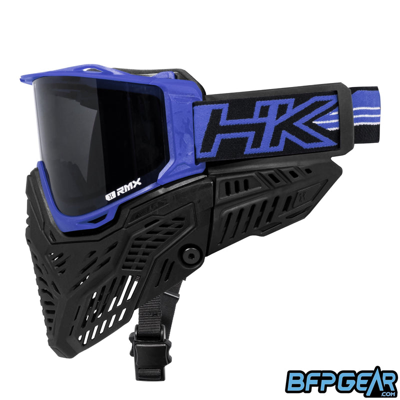 The HK Army RMX Goggle system in blue, facing the left.