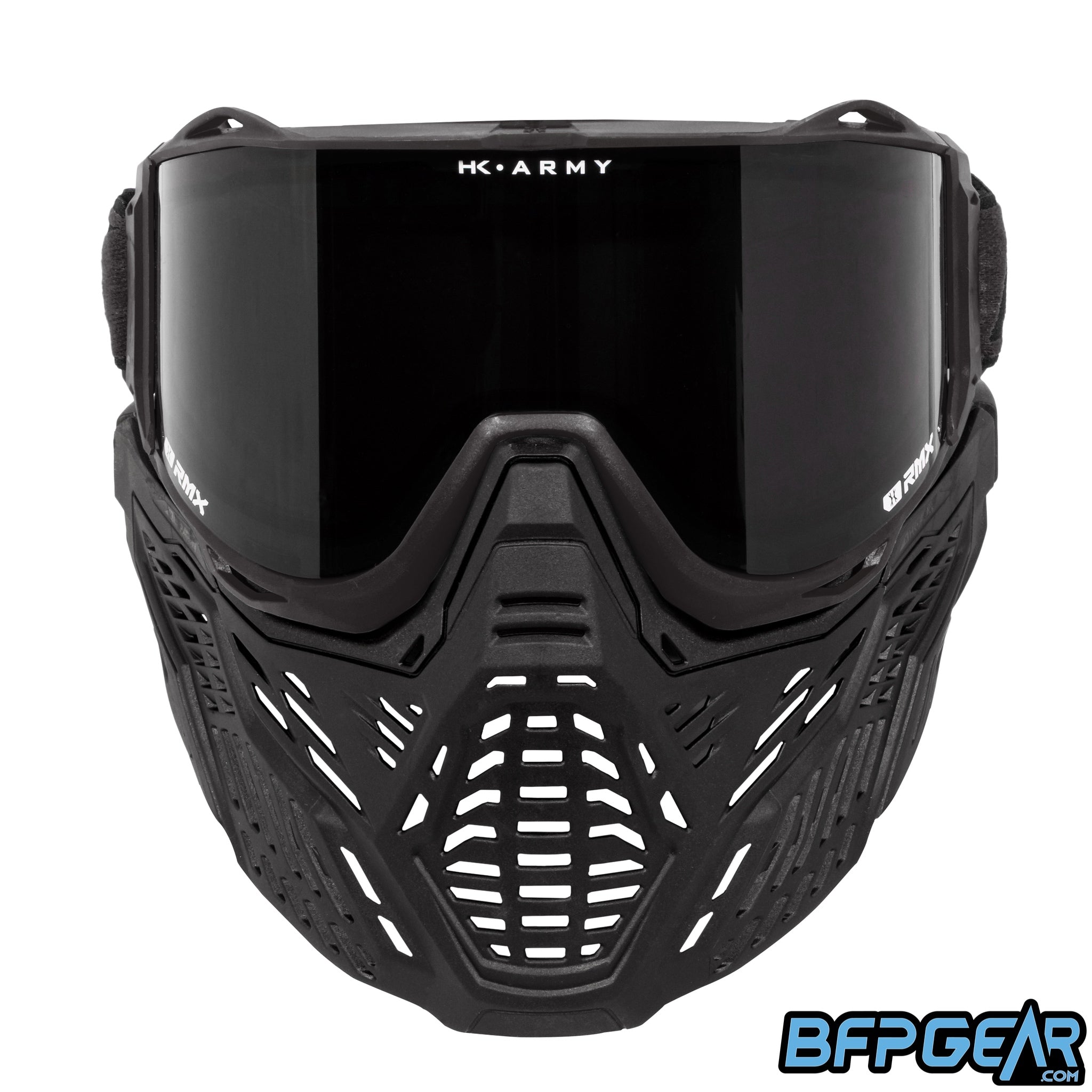 The HK Army RMX Goggle system in black, facing the front.