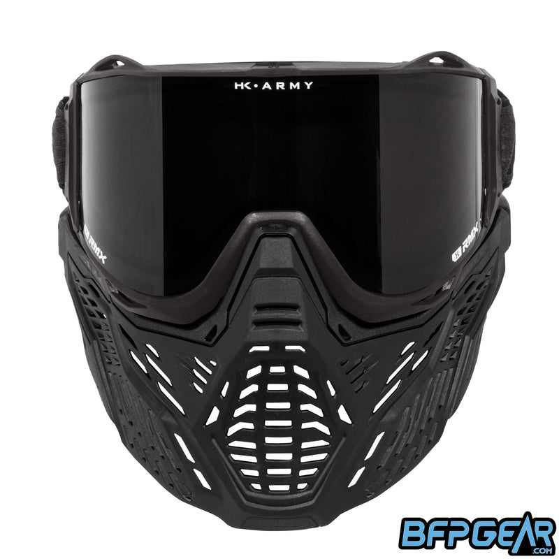 The HK Army RMX Goggle system in black, facing the front.