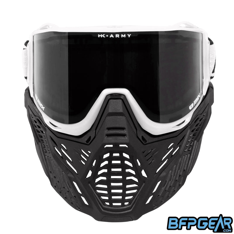 The HK Army RMX Goggle system in white, facing the front.