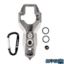 The HK Army Regulator Tool in silver. Comes with extra 1.8k burst disk, two tank o-rings, and a carabiner.