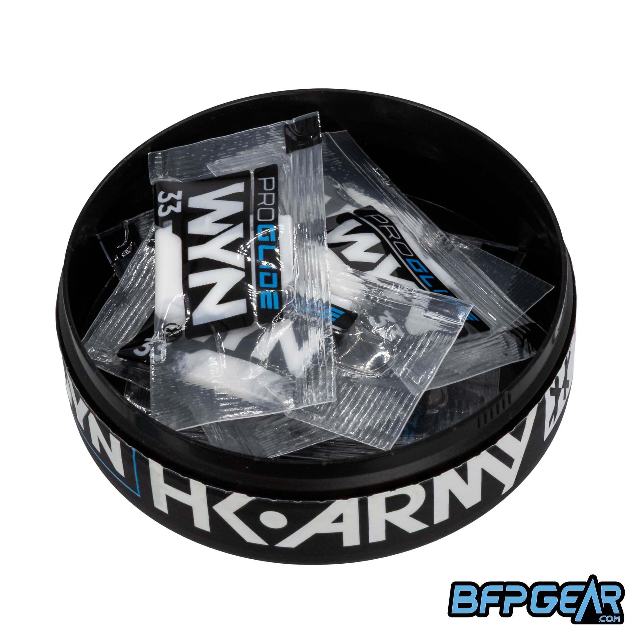 HK Army WYN33 silicone marker grease single-use pouches in resealable storage can