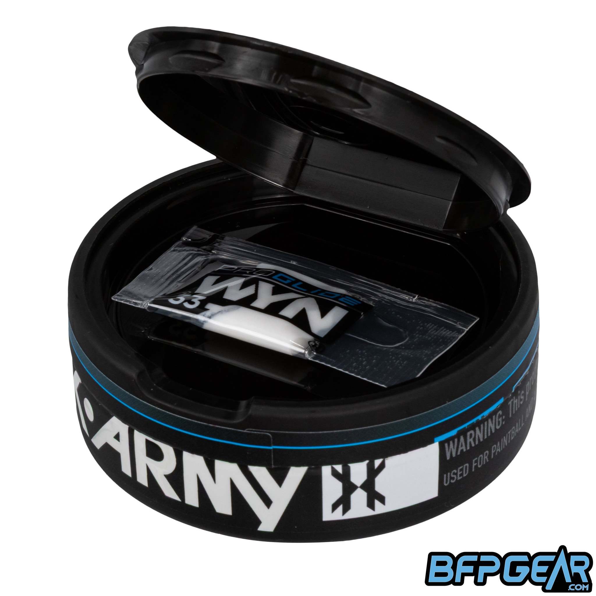 HK Army WYN33 silicone marker grease single-use pouches in resealable storage can