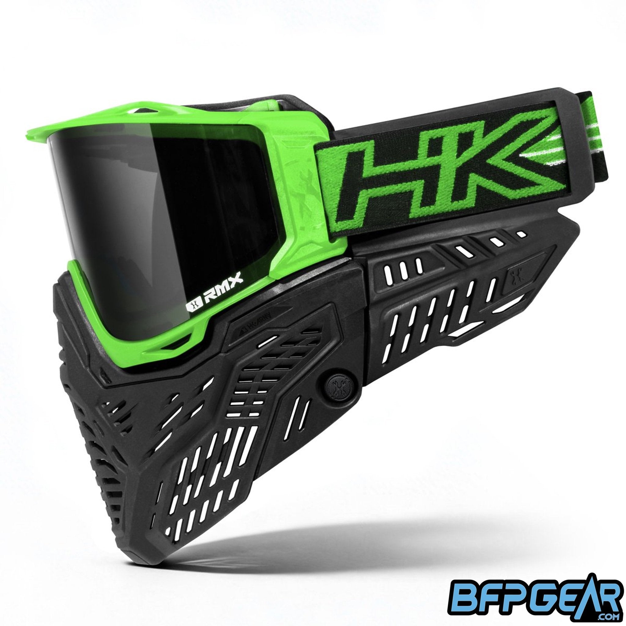The HK Army RMX Goggle system in neon green.