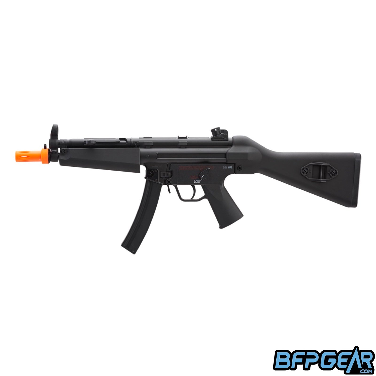 The H&K MP5 AEG Competition airsoft replica. Shown with a fixed stock installed.