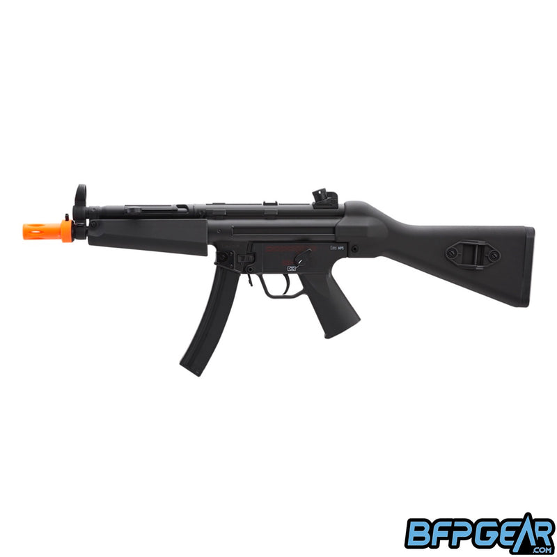 The H&K MP5 AEG Competition airsoft replica. Shown with a fixed stock installed.