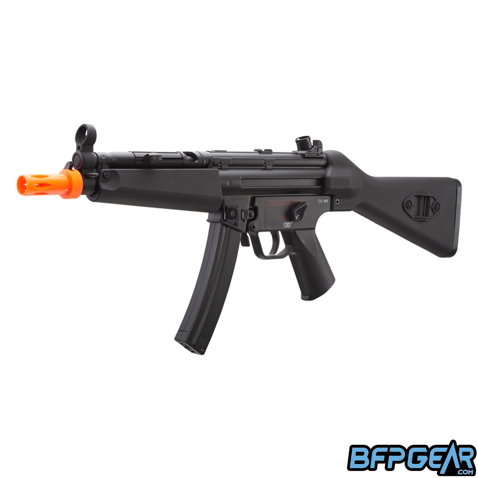 The H&K MP5 AEG Competition airsoft replica. Shown with a fixed stock installed.