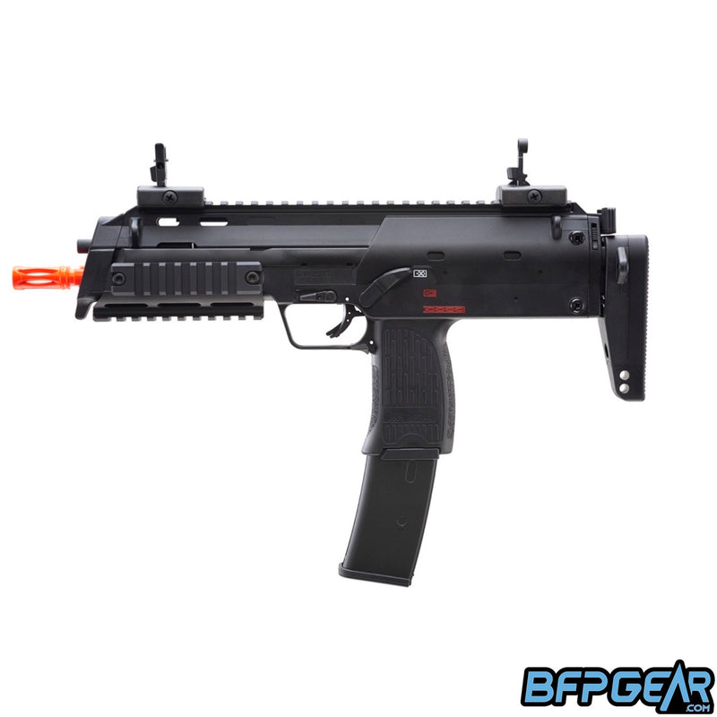 The H&K MP7 Navy gas blow back airsoft sub machine gun in black.