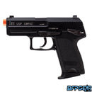 The H&K USP Compact gas blow-back airsoft pistol in black.