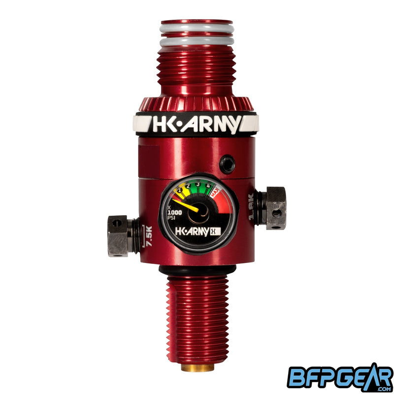 The HP8 regulator in red. Comes with a color coded air gauge. 