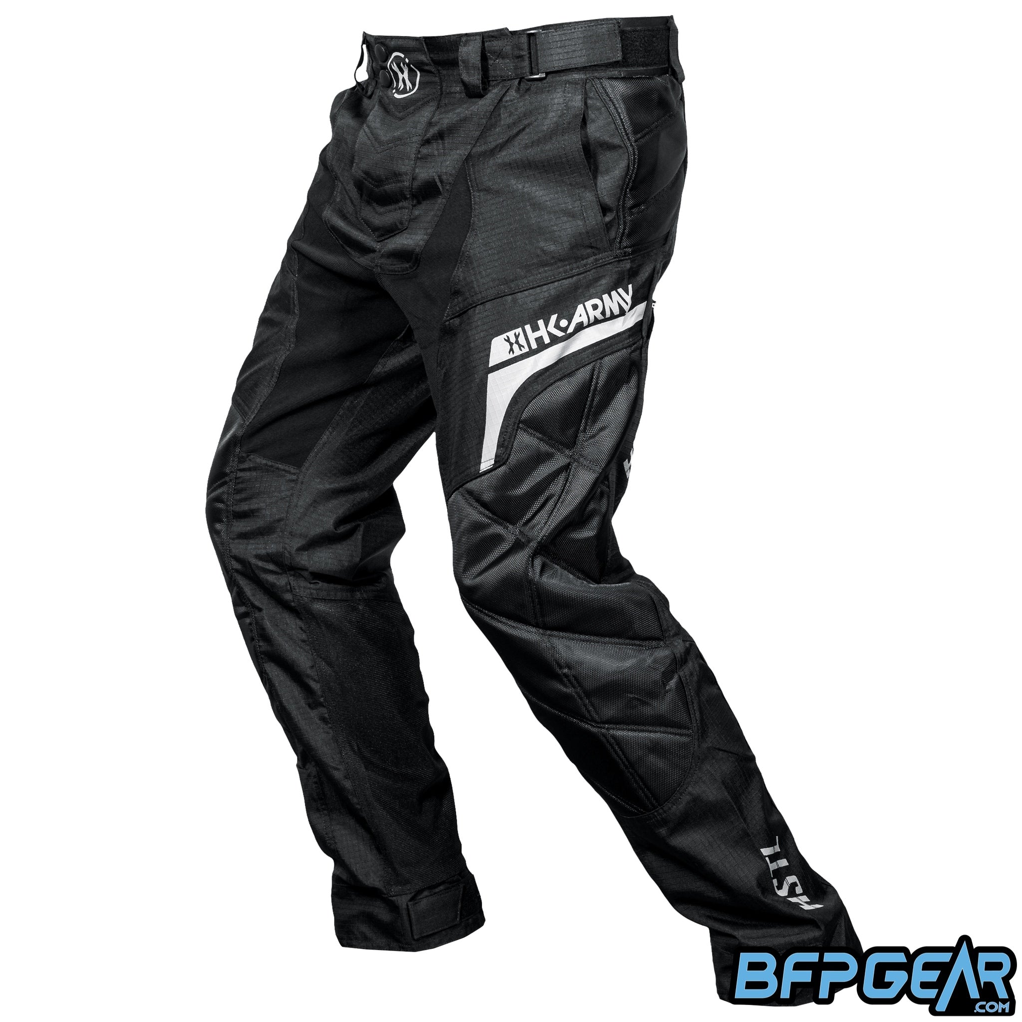 HK Army HSTL 2.0 Tactical Paintball Pants with reinforced padded knees, stretch zones, ventilated leg panels, and adjustable fit for comfort and durability.