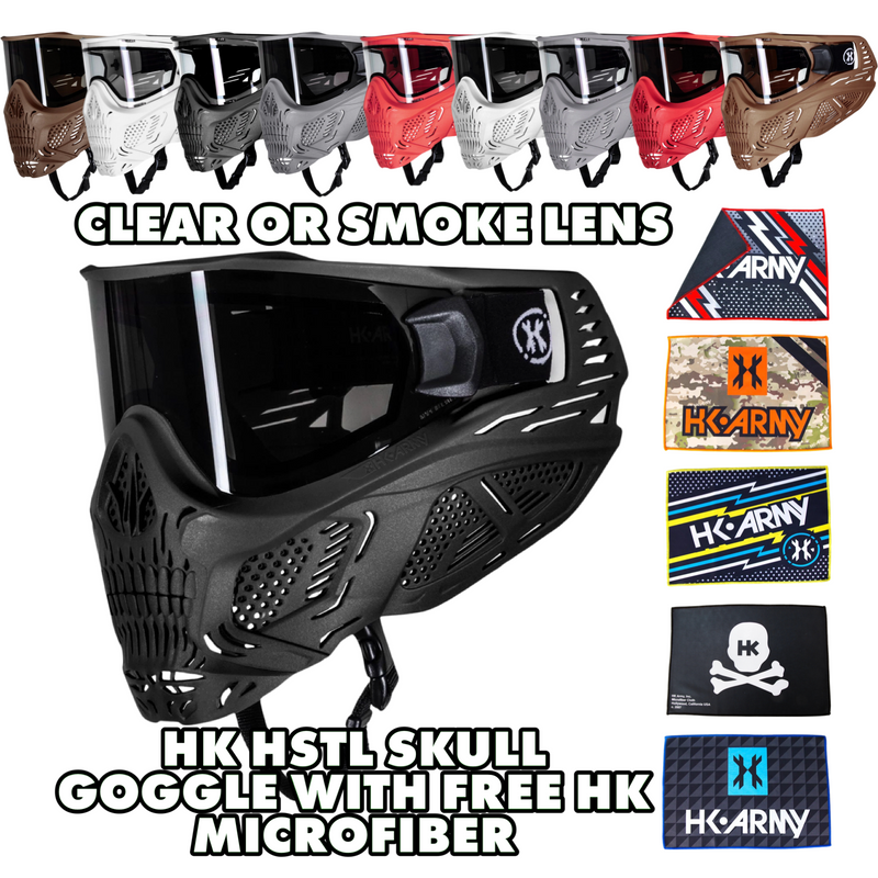 HK Army HSTL Skull Goggle - Clear or Smoke Lens w/ FREE HK Microfiber