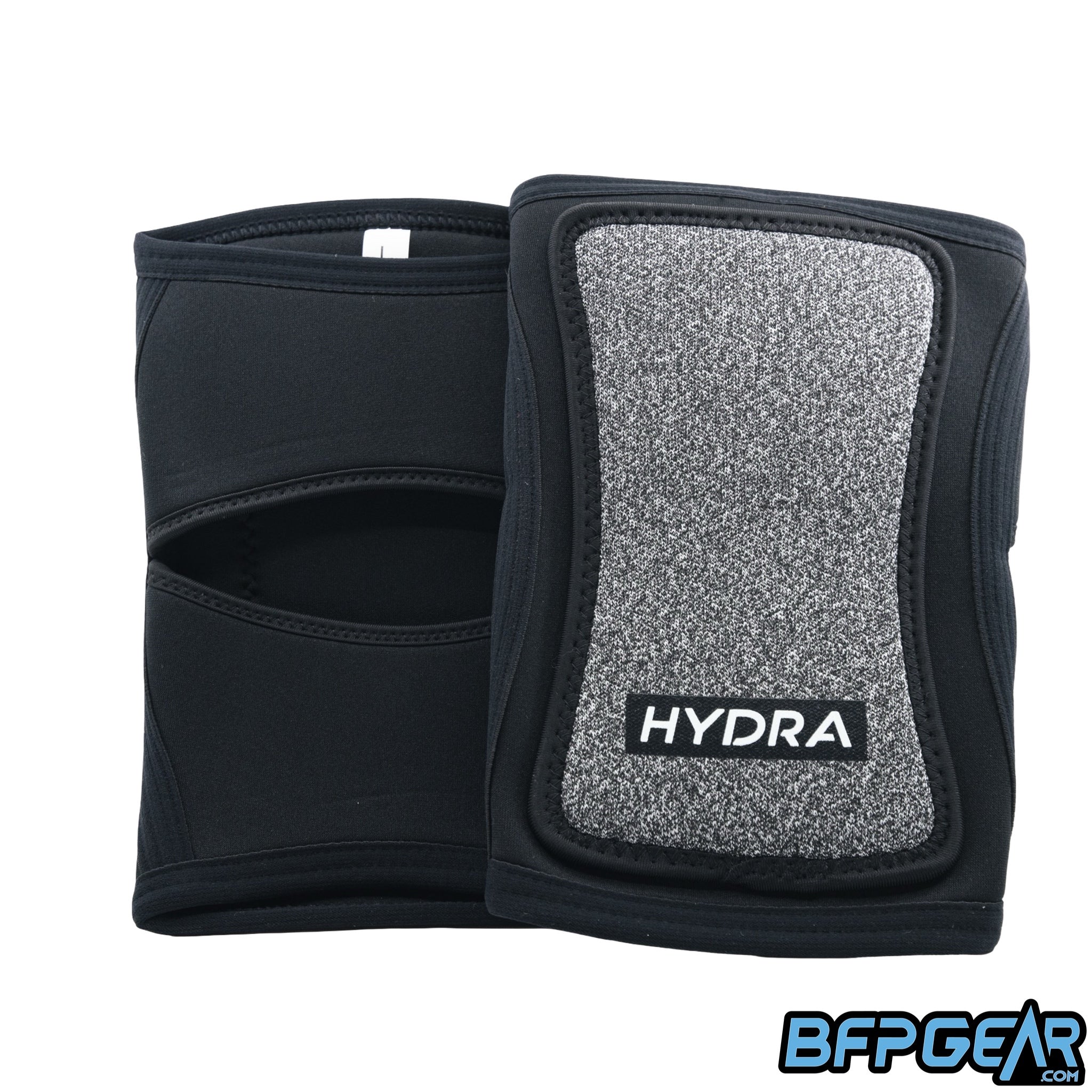 Black Hydra kneepads with enhanced mobility cutouts and lock stitching