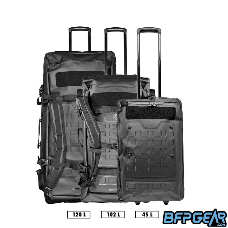 The 120L Gearbag compared to the smaller roller gear bags that Infamous has to offer.