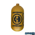 The Infamous Hyperlight 80ci Frozen Matte bottle in gold and black.