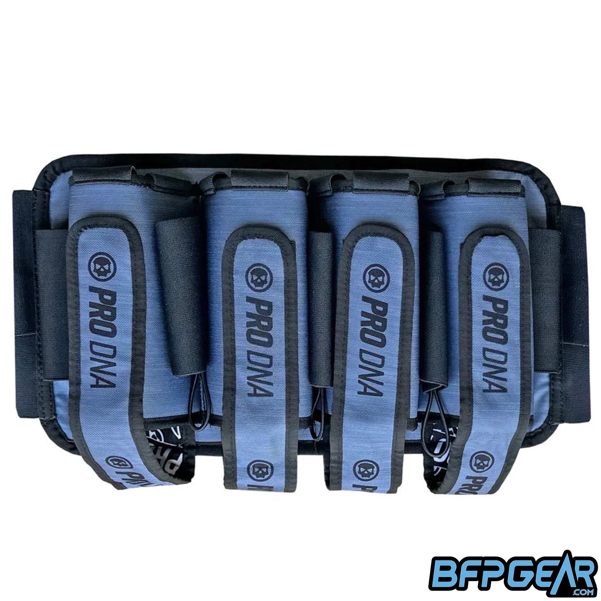 The Infamous Pro DNA Lockdown harness in denim. This is the first pod pack Infamous has made that has straps to hold the pods in place!
