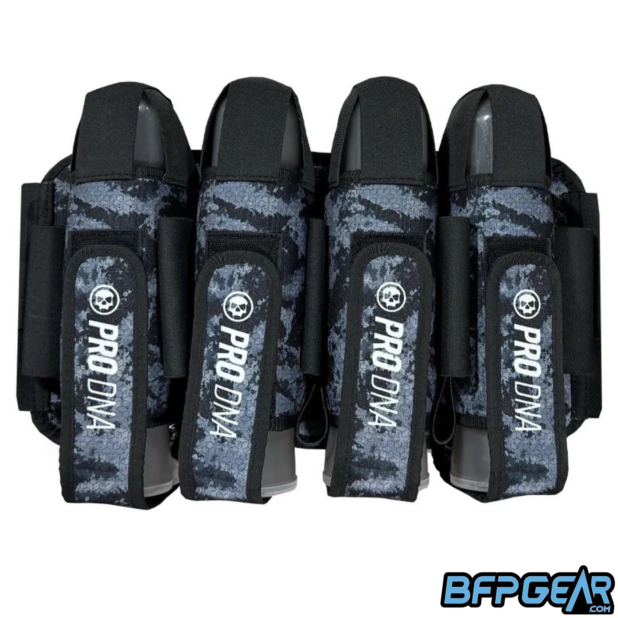 The Infamous Pro DNA Lockdown harness in grey. This is the first pod pack Infamous has made that has straps to hold the pods in place!