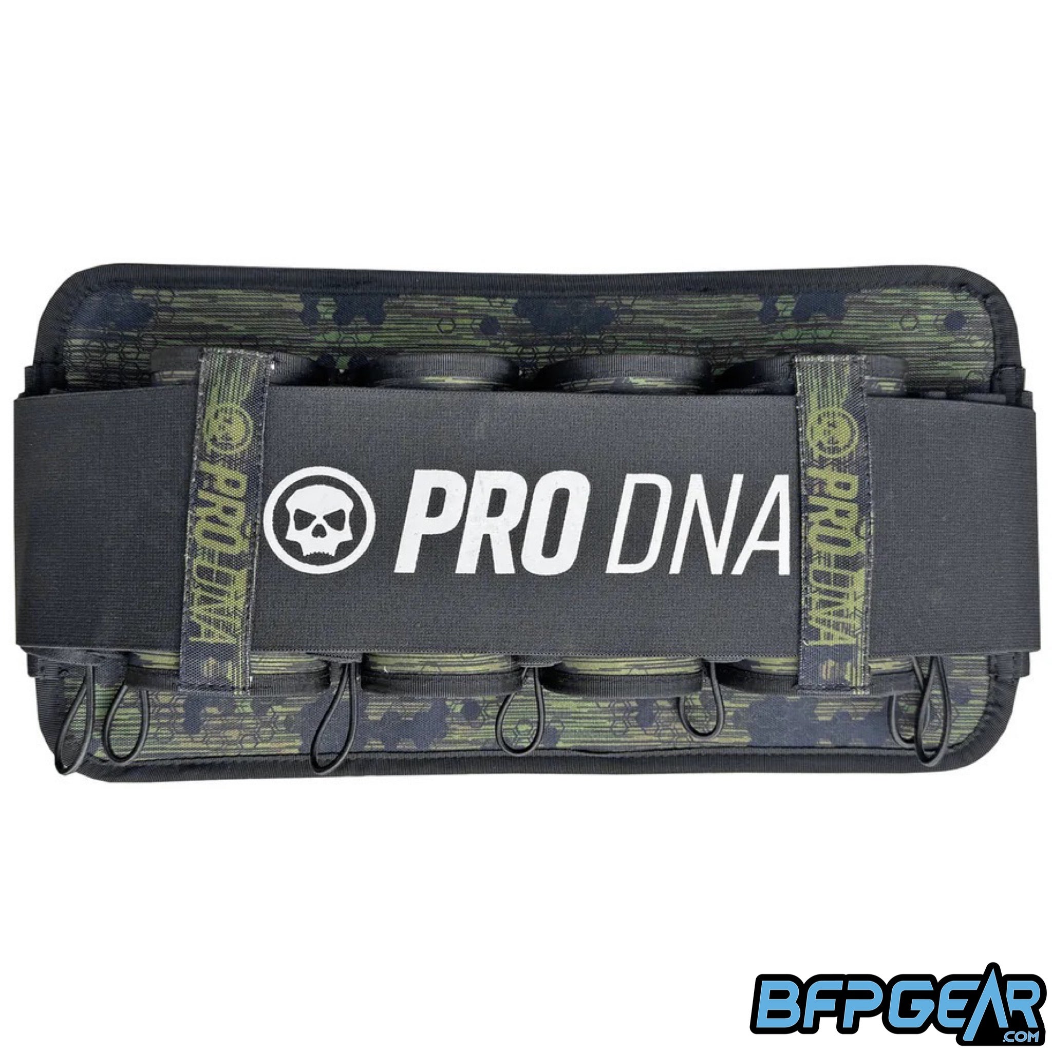 The Infamous PRO DNA Overlord Harness in olive. These harnesses feature an external strap that keeps pods in place and prevents them from moving around.