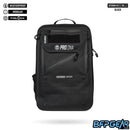 FNDN Storm VLT modular backpack, black weatherproof shell with MOLLE webbing, Fidlock buckles, and 25L capacity for tech, travel, or field use. The color is Black.