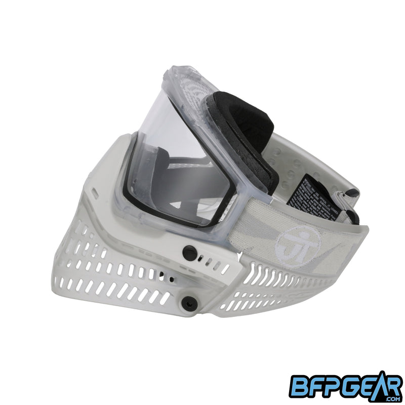 The left facing view of the JT LE ProFlex Birthstone April Diamond paintball mask. Highly limited quantities, only one per person!