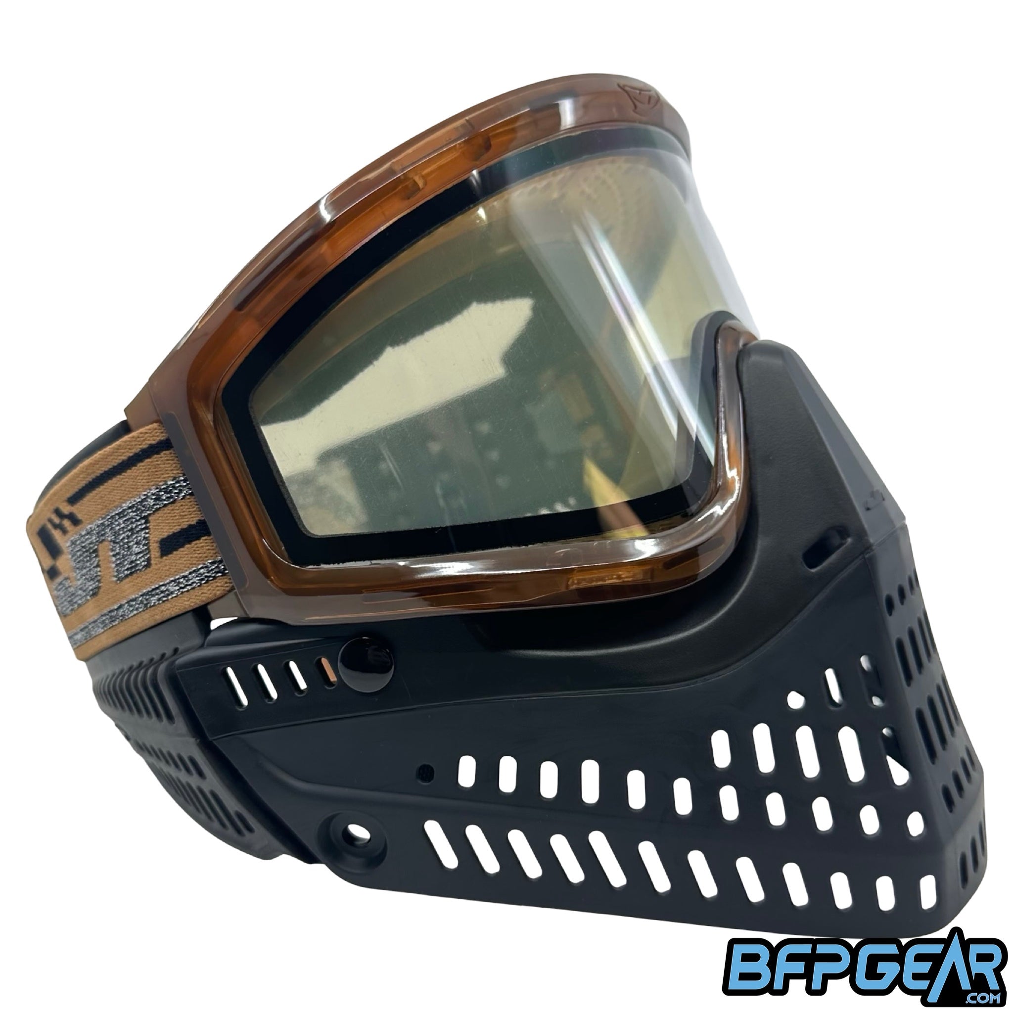 The JT Paintball QLS Frame in brown, fully built.