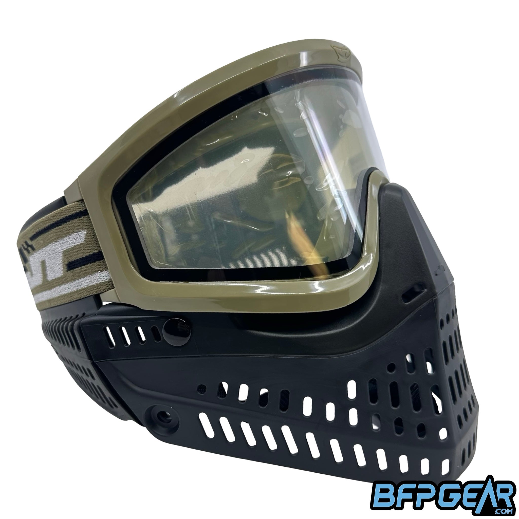 The JT Paintball QLS Frame in olive, fully built.