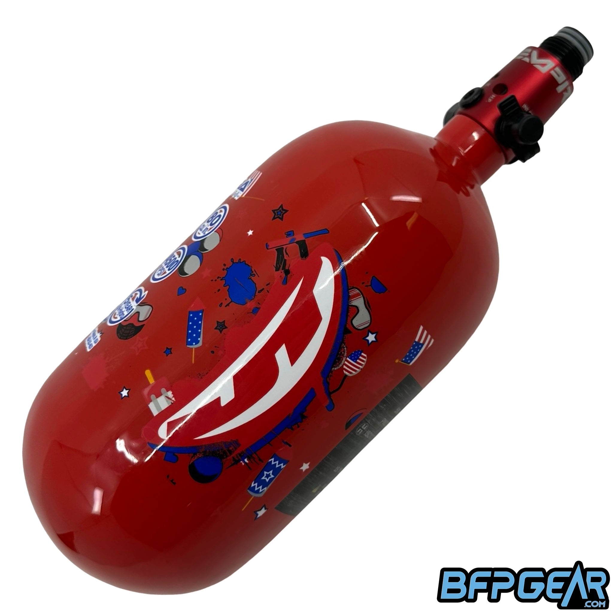 An up close look of the 4th of July design. ProFlex goggles, paintballs, paint splatters, American flags, popsicles, and fireworks are all over.