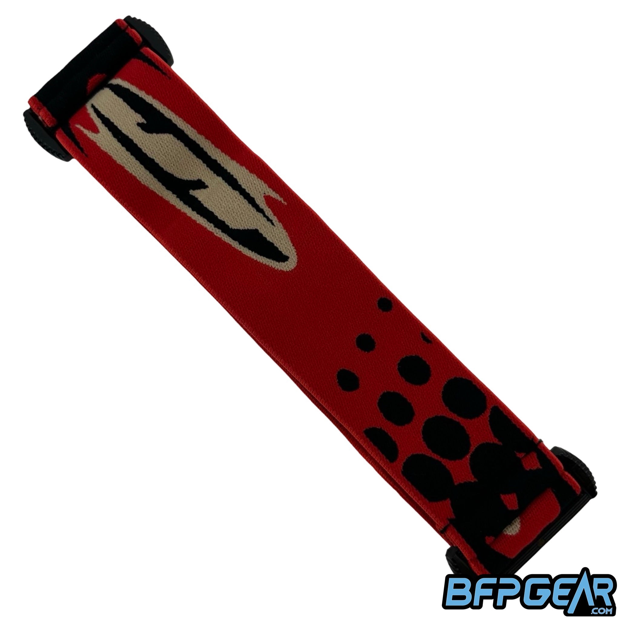 The JT ProFlex goggle strap in the red bubble color way.