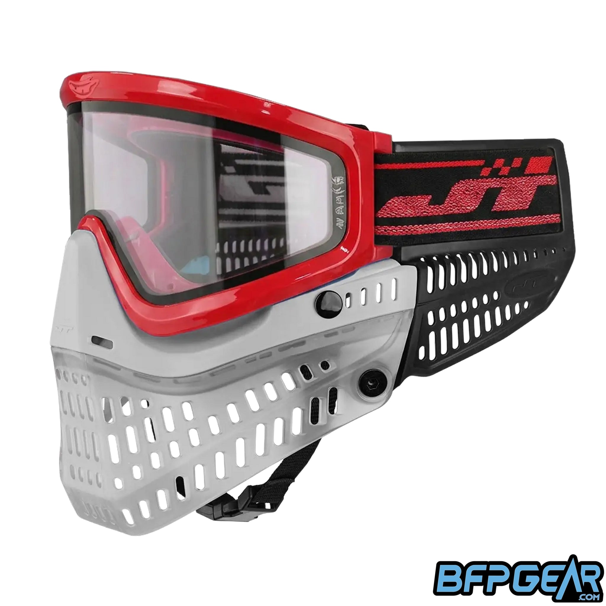 The JT Paintball QLS Frame in brimstone red on a build.