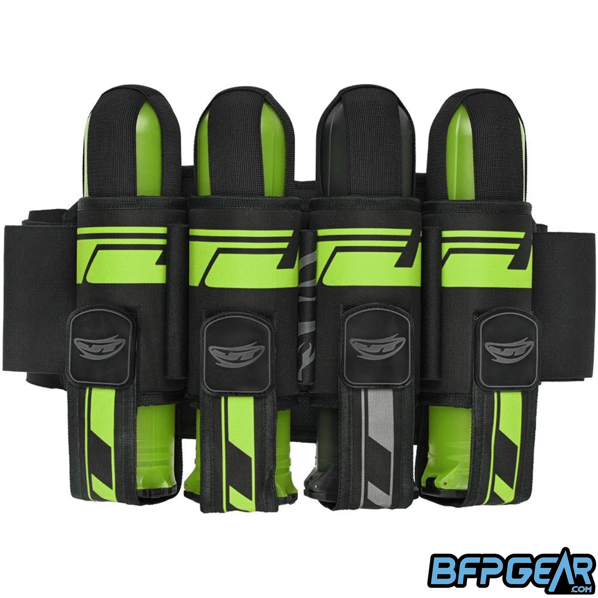 The JT Swift Harness in the Lime color way. Pod capacity is 4+7 and can hold up to 11 pods.