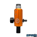 The Powerhouse Counterpunch Regulator in orange. This particular regulator is in the Longbody configuration, offering extra length without compromising performance.