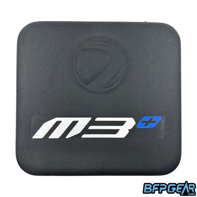 The hardshell case that the Dye M3+ comes in. The Dye logo is stamped in, and M3+ is printed on the top of the case.