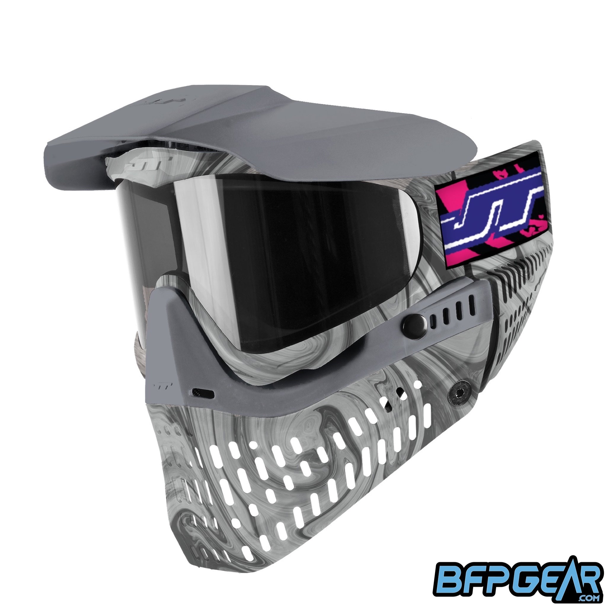 The JT ProFlex Marble Series LE goggle in the marble grey variant. This is the away version, featuring a grey faceplate and visor.