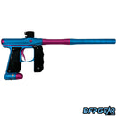 The Empire Mini GS paintball marker in blue and hot pink, facing to the right.