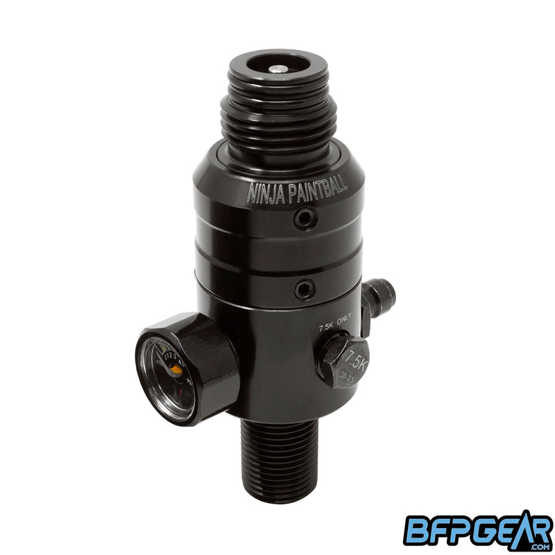 The Ninja PRO V3 regulator in blackout. All black regulator with black aluminum bonnet.