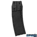 The right side of the CF20 Pro magazine in black. This side shows the textured grip of the magazine, preventing any slipping as you reload.