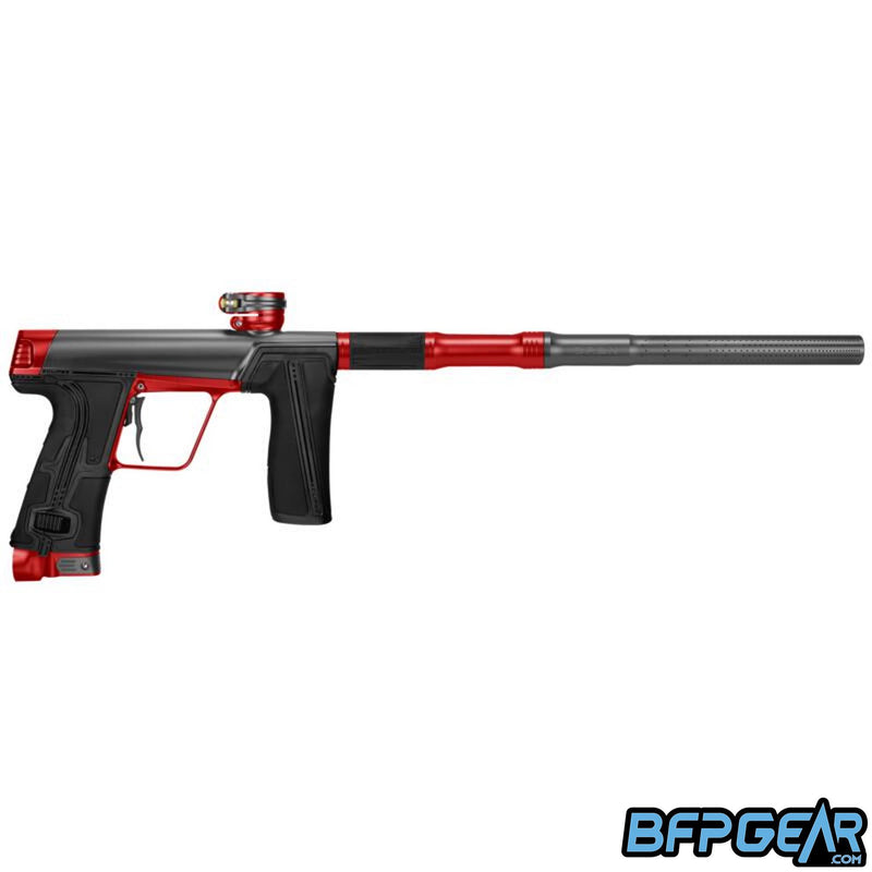 Planet Eclipse CS3 Pro paintball marker in graphite and red, right-facing view, S63 Pro FL barrel, available at BFP Gear.