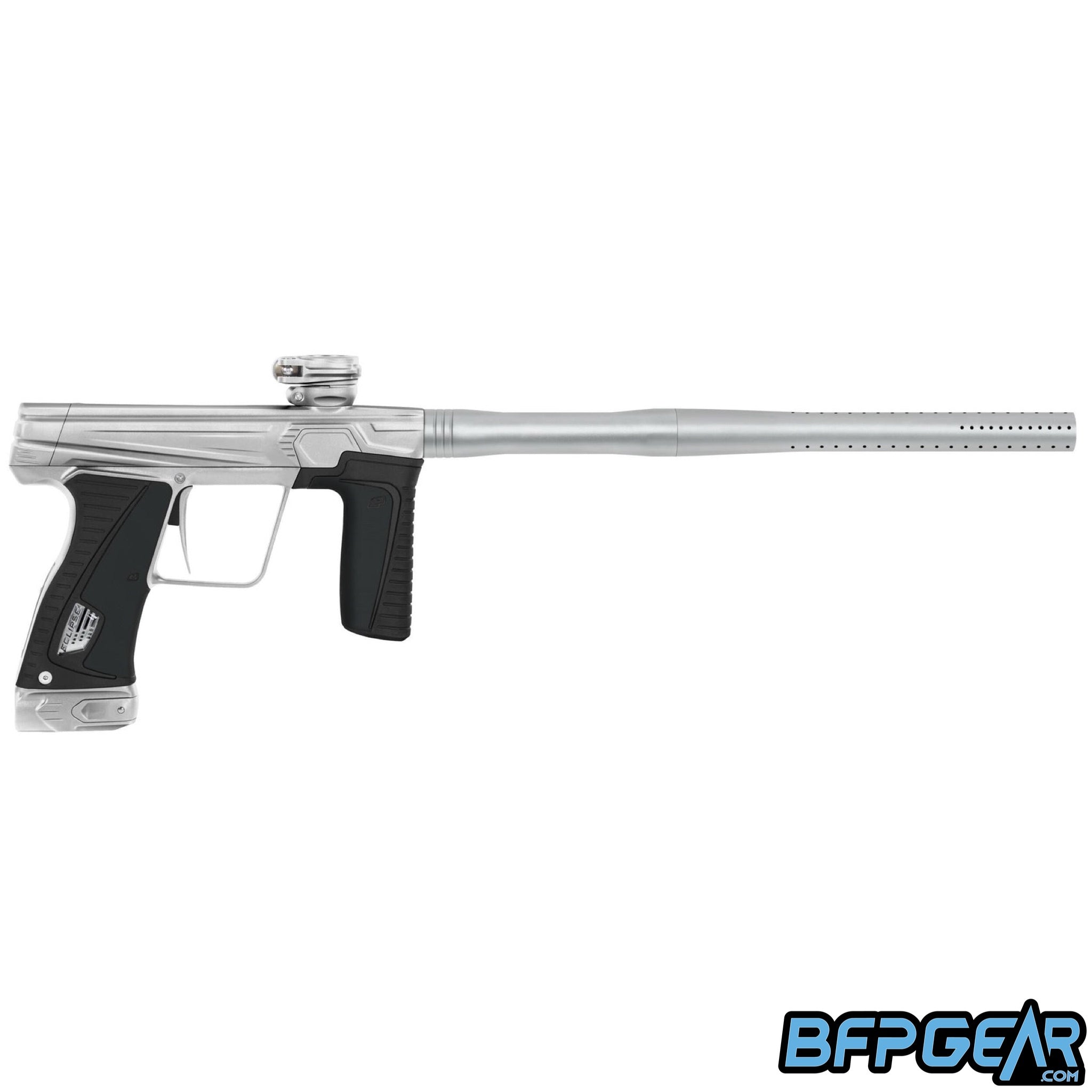 The Planet Eclipse GTEK 180R Paintball marker in all silver. The GTEK 180R is arguably the best paintball marker under $1000.