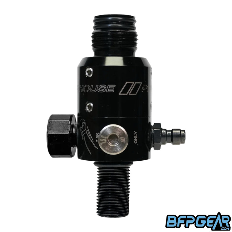 Powerhouse HOOK paintball regulator, USA-made, adjustable pressure, rebuildable design, mid-range reg with pro-level features for serious players.