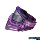 The left facing view of the JT LE ProFlex Birthstone February Amethyst paintball mask. Highly limited quantities, only one per person!